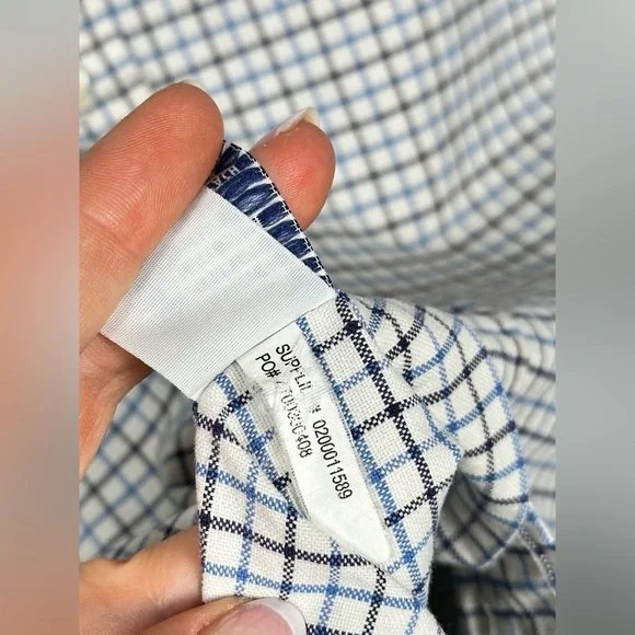 Ralph Lauren Classic Fit Cotton Check Shirt XL Navy White Logo - Picture 9 of 13